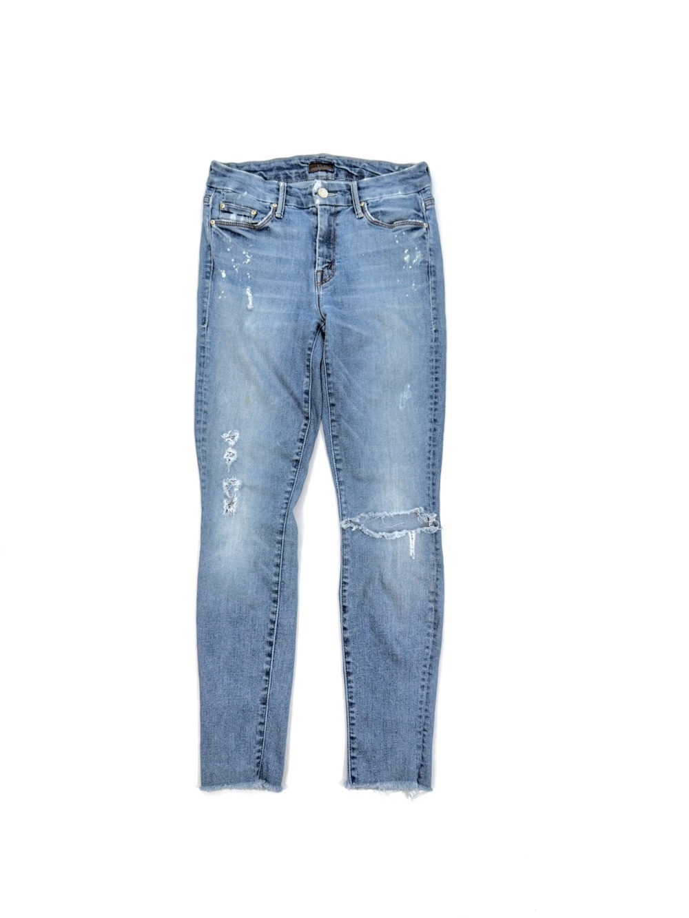 Mother The Looker Ankle Fray Stretch Jeans Loud Is How I Love You Distress Sz 27